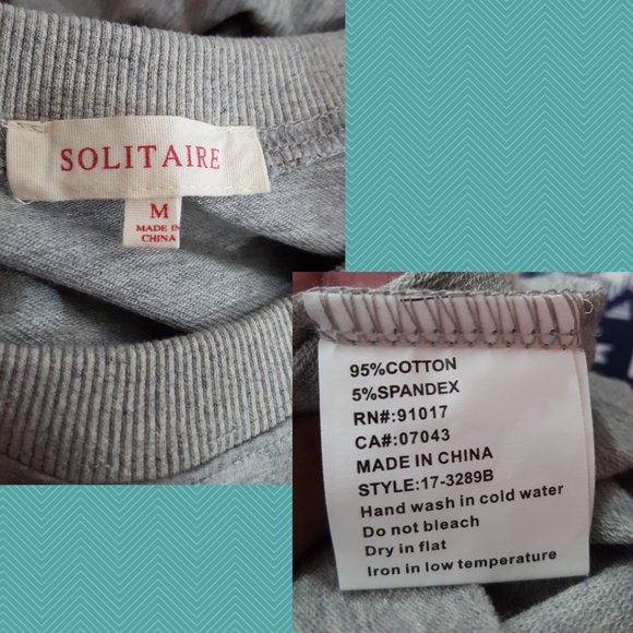 Solitaire Gray Floral Embroidered Crewneck Shift Dress - Picture 6 of 6